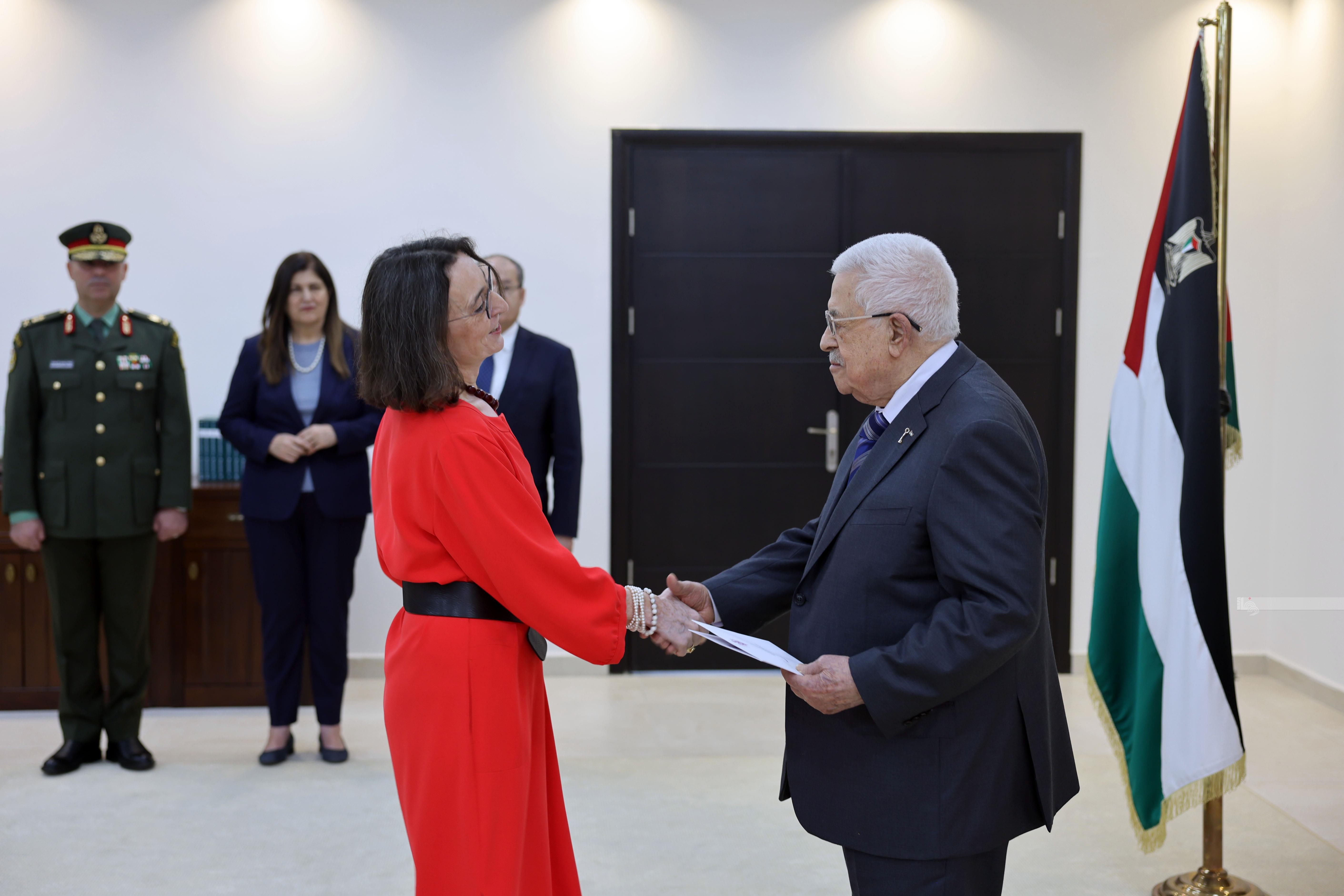 הנשיא עבאס קיבל את כתב האמנתה של הקונסולית הכללית של בלגיה בירושלים