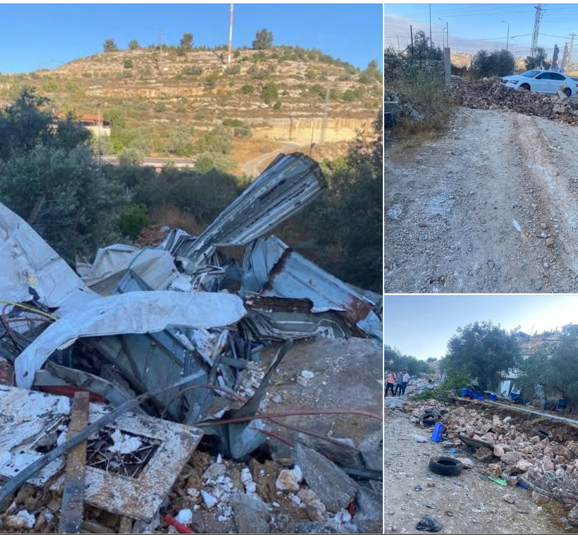 כוחות הכיבוש הרסו משחטת עופות בכפר ראס כרכר ממערב לרמאללה