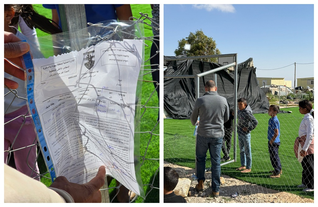 כוחות הכיבוש מסרו צו הריסה למגרש הספורט באום אל־ח'יר במסאפר יטא