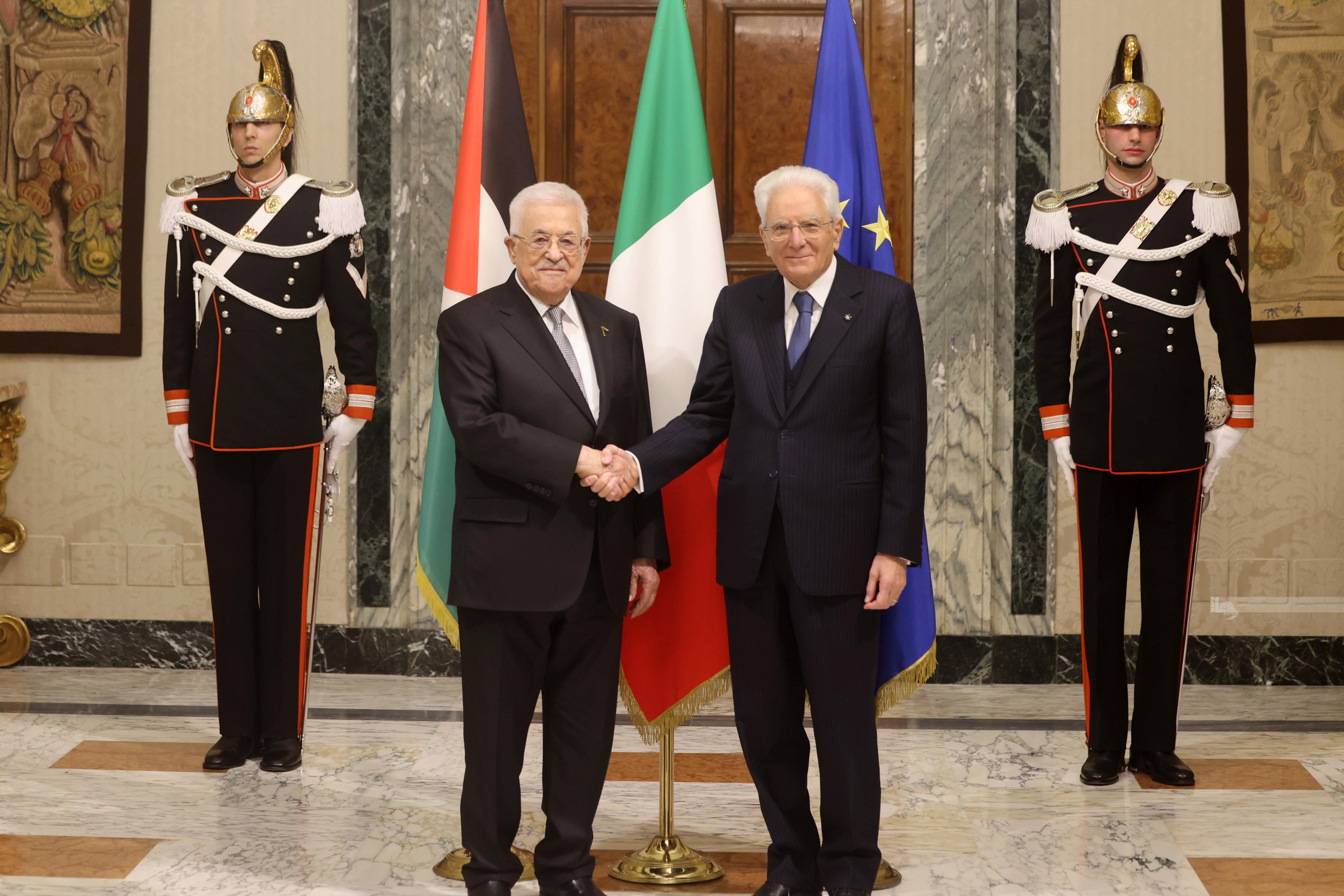 הנשיא עבאס נפגש ברומא עם נשיא איטליה מטארלה: דנו בהפסקת האש ובחיזוק היחסים הדו־צדדיים