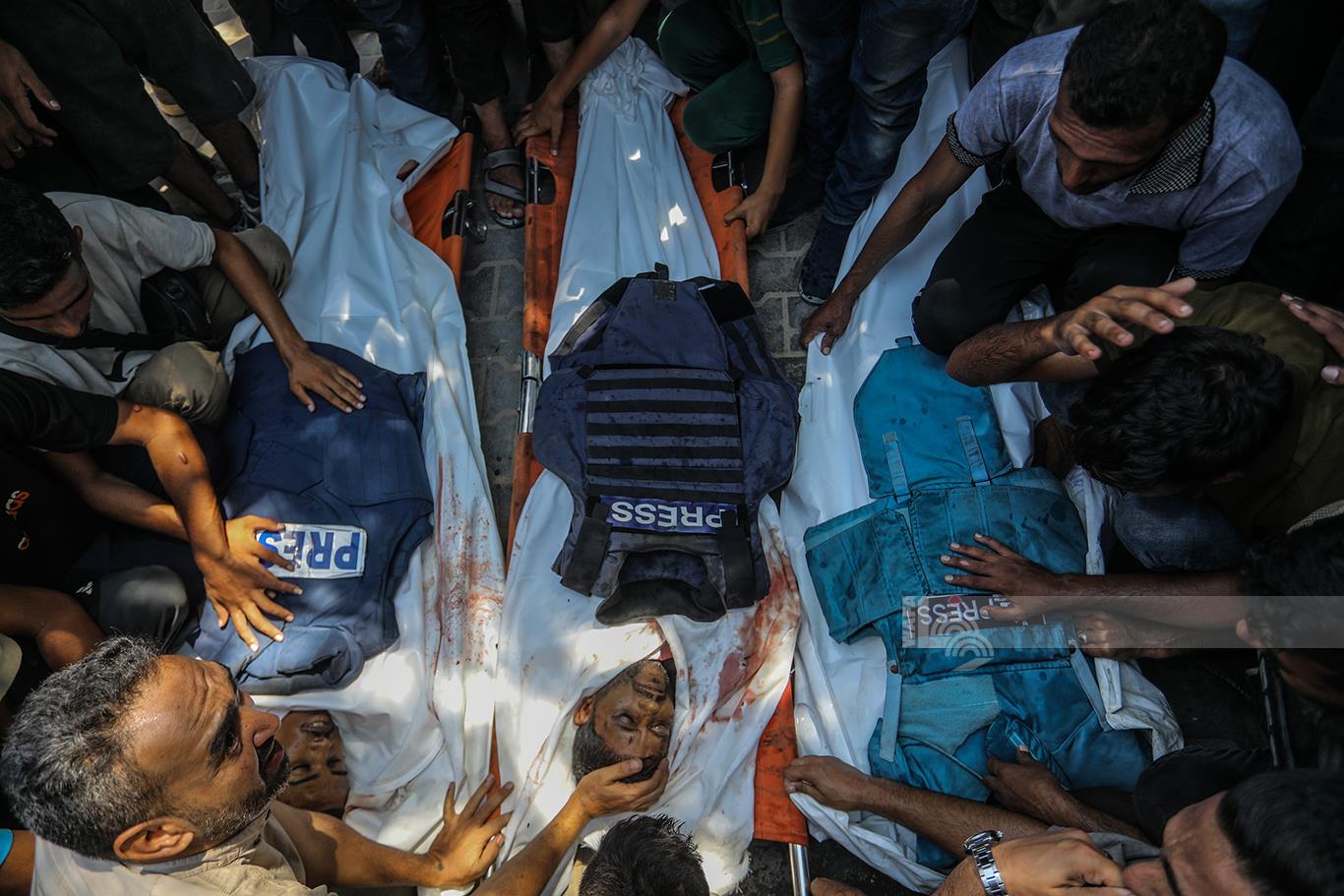 ארגון העיתונאים: כוחות הכיבוש הרגו 44 עיתונאים פלסטינים בתוך אוהלי העקורים בעזה