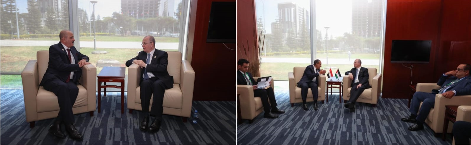 ראש הממשלה מוחמד מוסטפא נפגש עם שרי החוץ של מצרים ותוניסיה