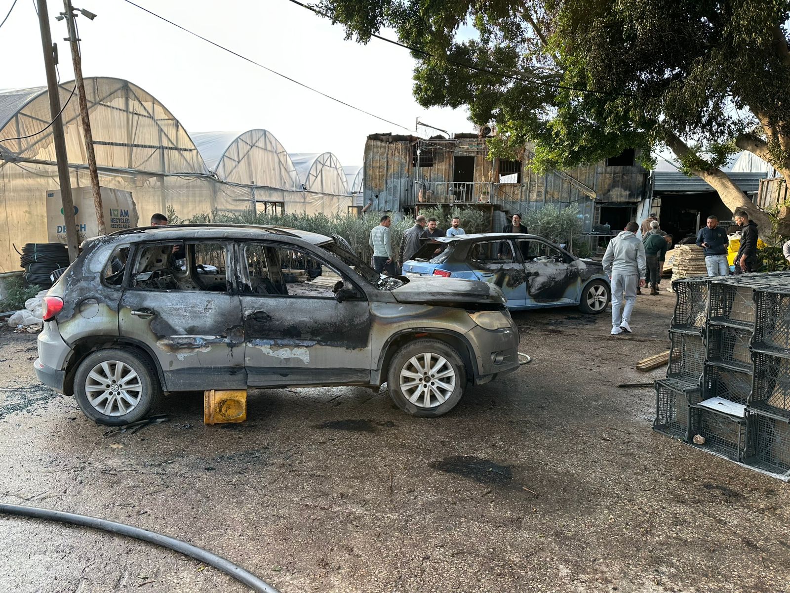 שלושה פצועים ומכוניות הוצתו במתקפת מתנחלים על משתלה ממערב לשכם