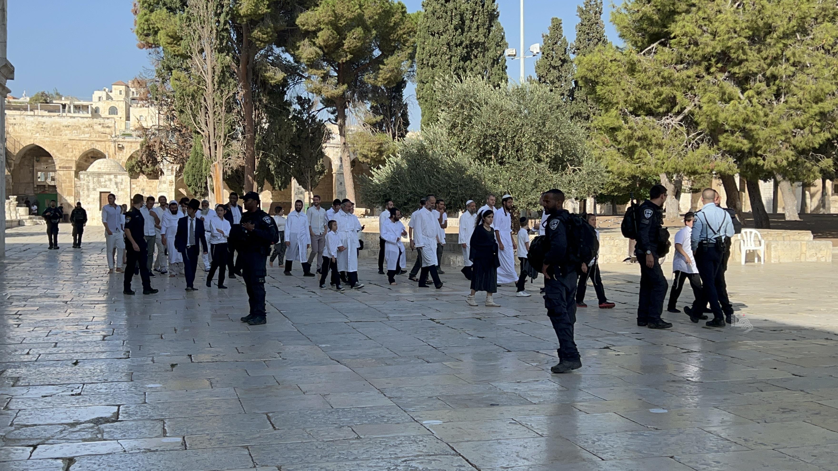 עשרות מתנחלים פולשים למתחם אל-אקצא בליווי משטרתי 