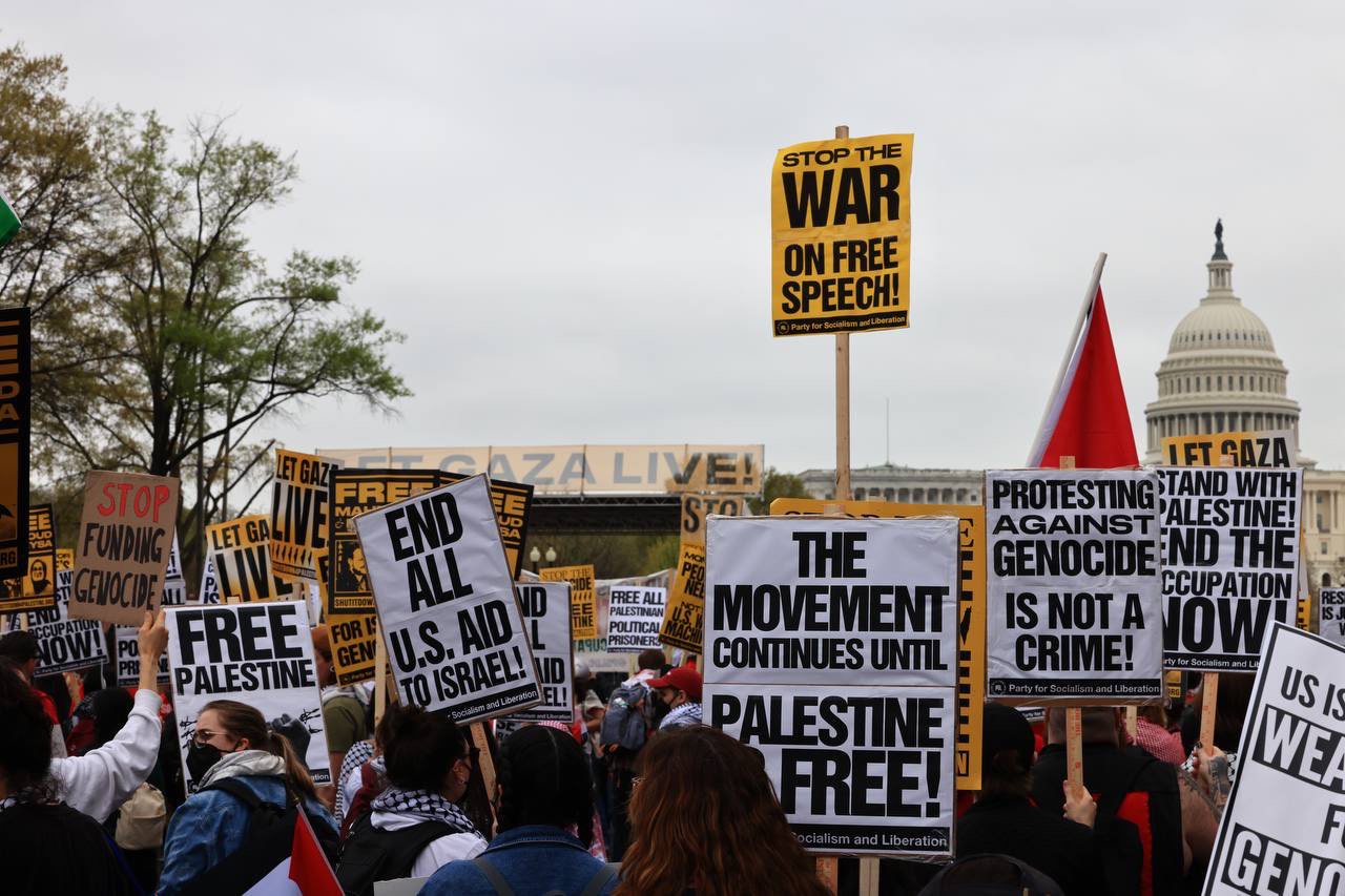 אלפים הפגינו בוושינגטון נגד מתקפת הכיבוש בעזה: "לבלום את שותפות ארה"ב בפשעי המלחמה"