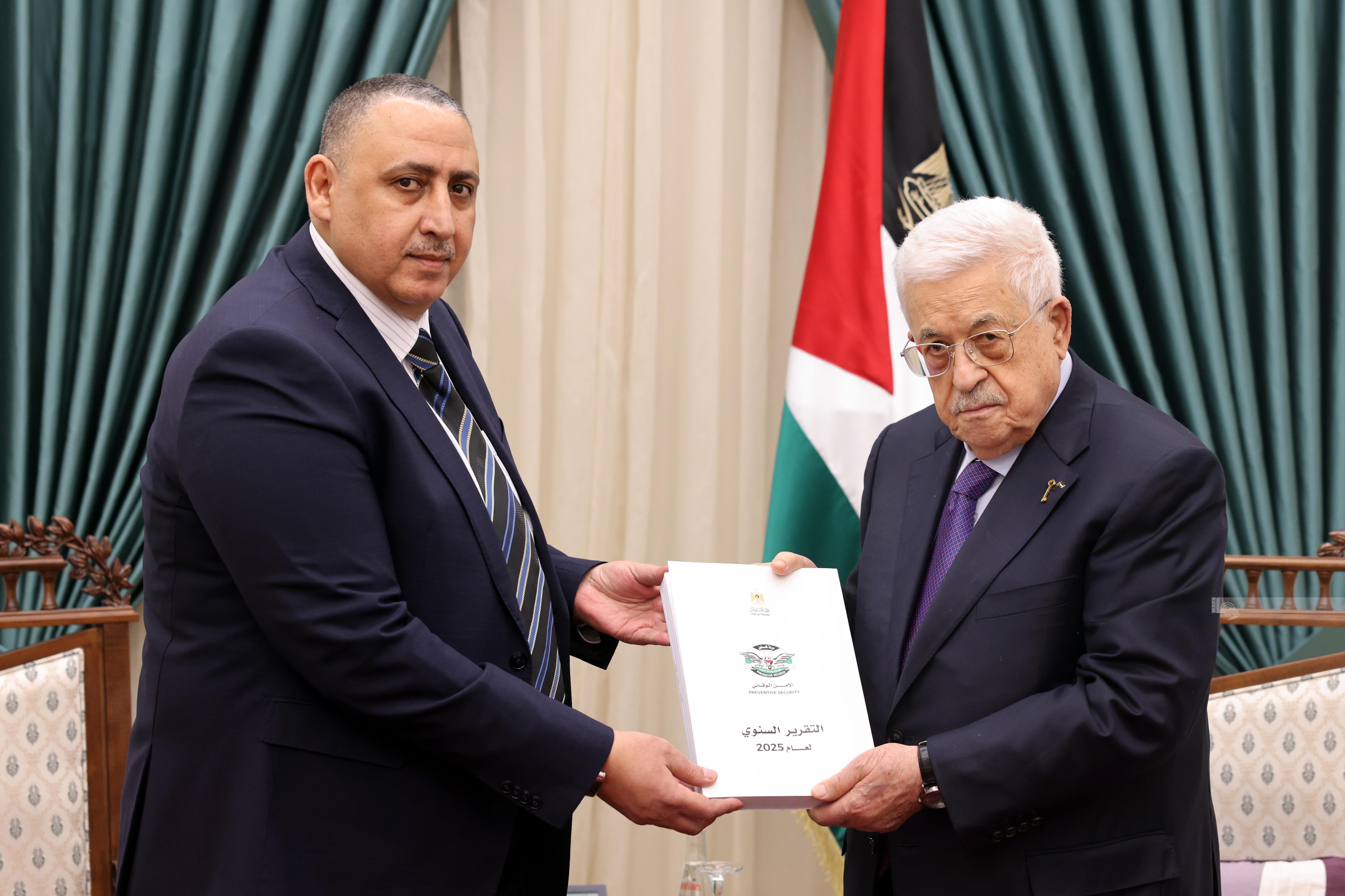 הנשיא עבאס קיבל את הדוח השנתי של מנגנון הביטחון המסכל לשנת 2025