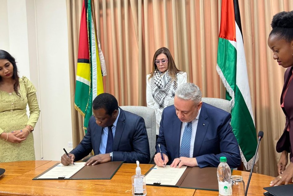 חתימת 4 הסכמי שיתופי פעולה בין מדינת פלסטין ומדינת גיאנה 