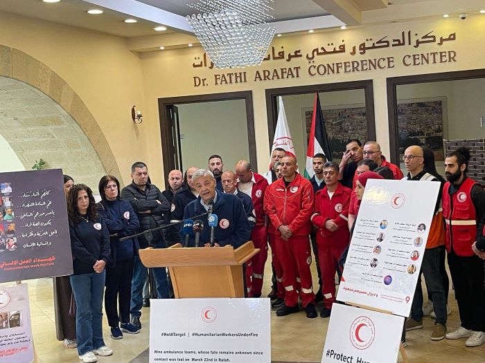 יו"ר הסהר האדום הפלסטיני: כוחות הכיבוש אחראים לשלומם של תשעת הפרמדיקים הנצורים ברפיח