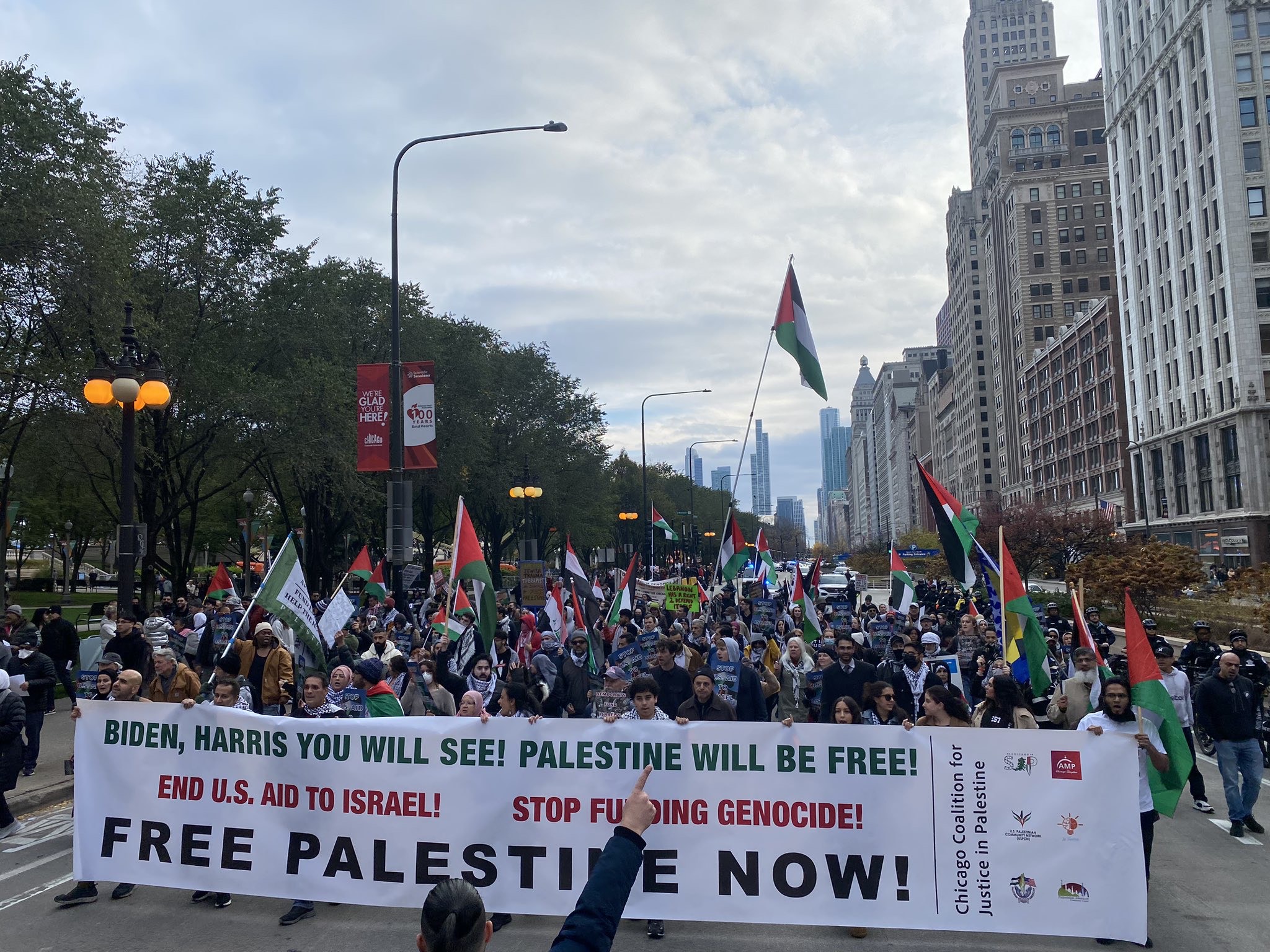 הפגנה בשיקגו: קריאה לאיסור ייצוא נשק לישראל