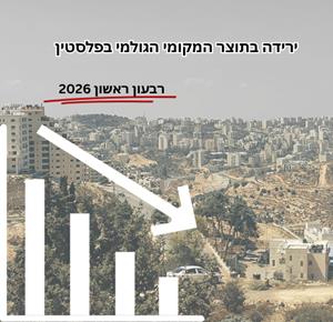 ירידה בתוצר המקומי הגולמי בפלסטין רבעון ראשון 2026